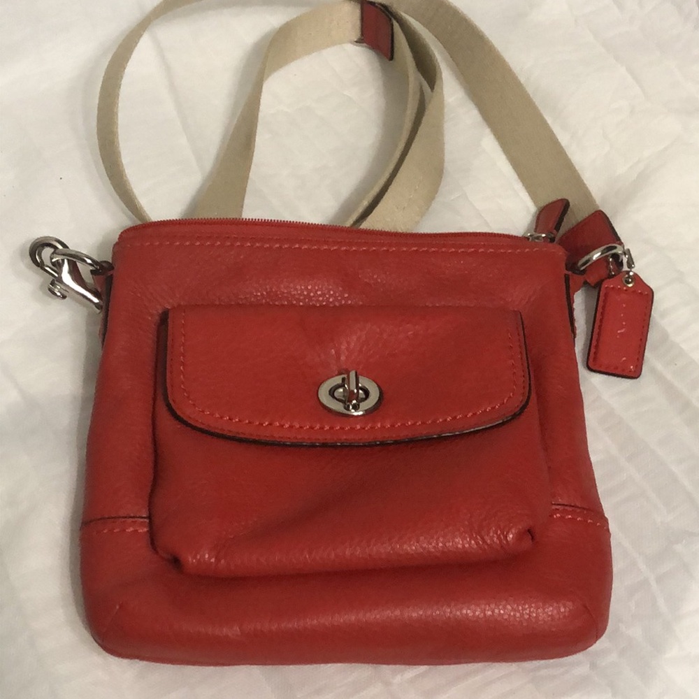 Coach Red Crossbody Bag with Cream Strap - Picture 9 of 11